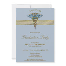 Medical Blue Caduceus Gold Stripes Afstuderen