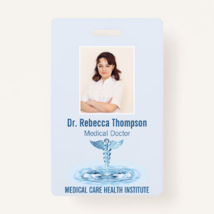 Medical Blue Caduceus Hermes Rod Foto-ID Badge