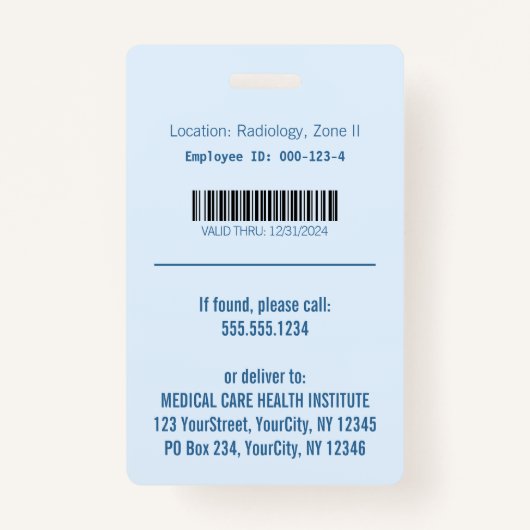 Medical Blue Caduceus Hermes Rod Foto-ID Badge (Achterkant)