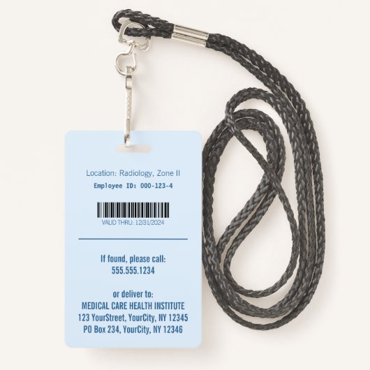 Medical Blue Caduceus Hermes Rod Foto-ID Badge (Achterkant met draagriem)