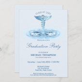 Medical Blue Caduceus Water Ripples Afstuderen Kaart (Voorkant / Achterkant)