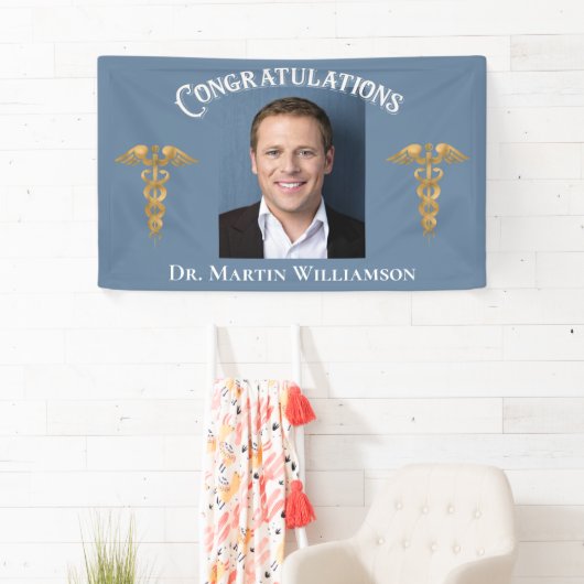 Medical Blue Doctor Nurse Dentist Photo Afstuderen Spandoek (Insitu)