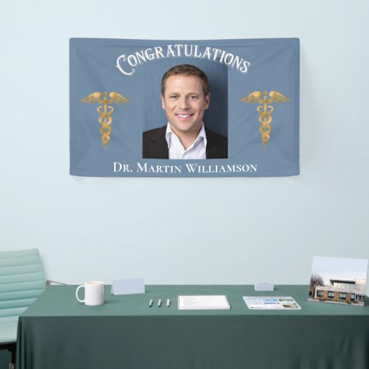 Medical Blue Doctor Nurse Dentist Photo Afstuderen Spandoek (Beurs)