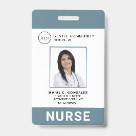 Medical Blue Gray Hospital Logo Foto ID Nurse Badge