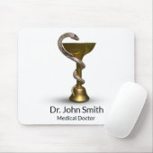 Medical Bronze Snake Bowl Hygieia White Caduceus Muismat (Met muis)