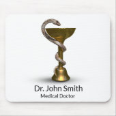 Medical Bronze Snake Bowl Hygieia White Caduceus Muismat (Voorkant)