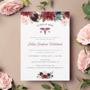 Medical Burgundy Red Floral Gradual Party