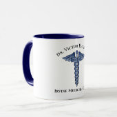 Medical Caduceus Blue Symbool Persoonlijk Mok (Voorkant links)