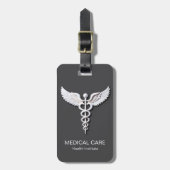 Medical Caduceus Clean White Gedetailleerd Warm Gr Bagagelabel (Voorkant verticaal)