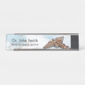 Medical Caduceus Copper Luxury Marble Roos Gold Bureau Naambordje (Voorkant)