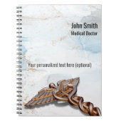 Medical Caduceus Copper Roos Gold Luxe Marble Notitieboek (Voorkant)