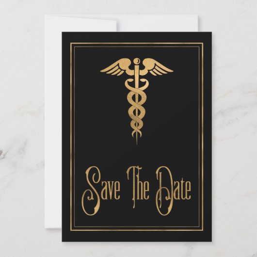 Medical Caduceus Doctor Nurse Blue Save The Date (Voorkant)