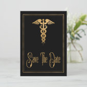 Medical Caduceus Doctor Nurse Blue Save The Date (Staand voorkant)