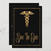 Medical Caduceus Doctor Nurse Blue Save The Date (Voorkant / Achterkant)