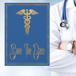 Medical Caduceus Doctor Nurse Blue Sla de datum op Save The Date