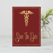Medical Caduceus Doctor Nurse Red Save Date Save The Date (Staand voorkant)