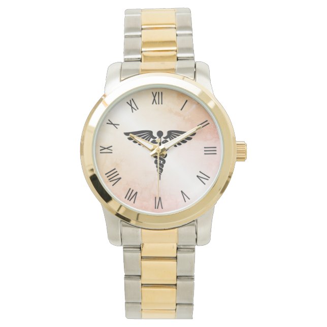 Medical Caduceus Kijk naar de bijtende marmer Horloge (Voorkant)