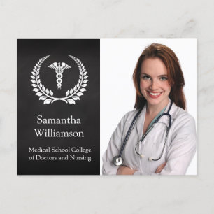 Medical Caduceus Laurel Aankondigingskaart