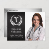 Medical Caduceus Laurel Aankondigingskaart (Voorkant / Achterkant)