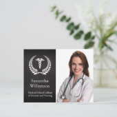 Medical Caduceus Laurel Aankondigingskaart (Staand voorkant)