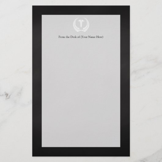 Medical Caduceus Laurel Briefpapier (Voorkant)