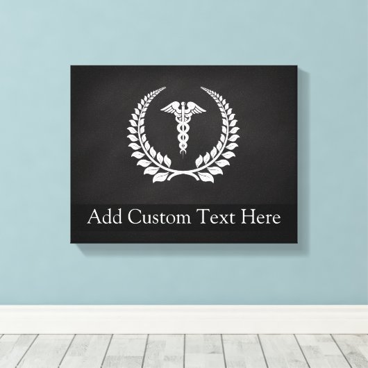 Medical Caduceus Laurel Canvas Afdruk (Insitu (Houten vloer))