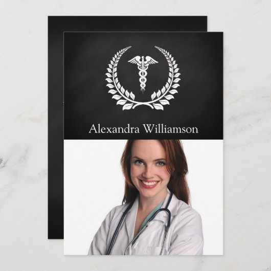 Medical Caduceus Laurel Kaart (Voorkant / Achterkant)