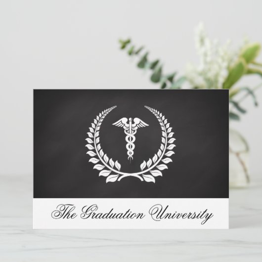 Medical Caduceus Laurel Kaart (Staand voorkant)