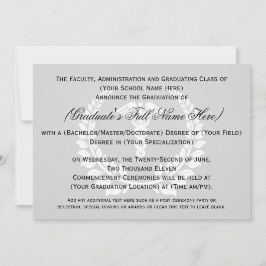 Medical Caduceus Laurel Kaart (Achterkant)