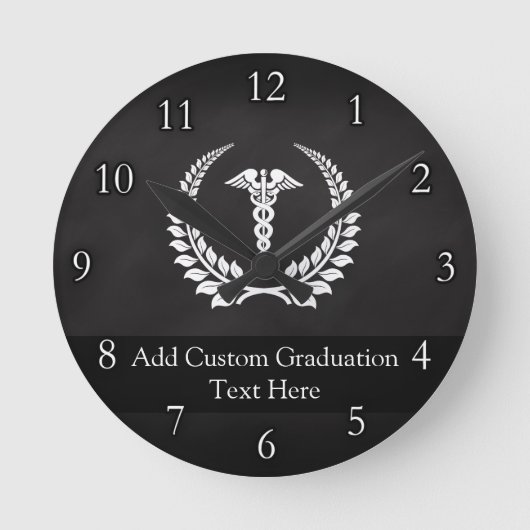 Medical Caduceus Laurel Ronde Klok (Voorkant)