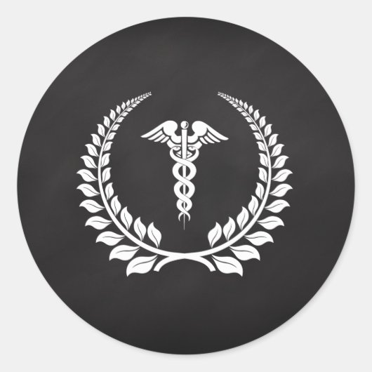 Medical Caduceus Laurel Ronde Sticker (Voorkant)