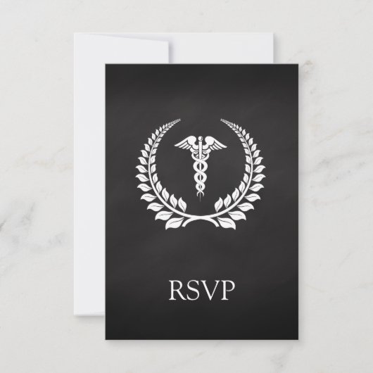 Medical Caduceus Laurel RSVP Kaartje (Voorkant)