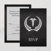 Medical Caduceus Laurel RSVP Kaartje (Voorkant / Achterkant)