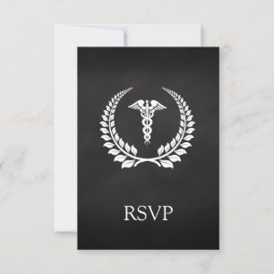 Medical Caduceus Laurel RSVP Kaartje