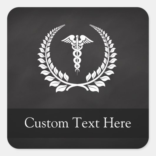 Medical Caduceus Laurel Vierkante Sticker (Voorkant)