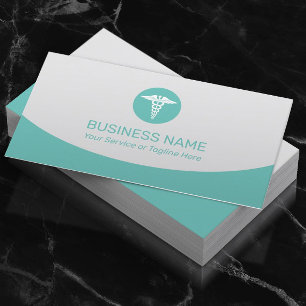 Medical Caduceus Logo Moderne Blauwgroen Visitekaartje