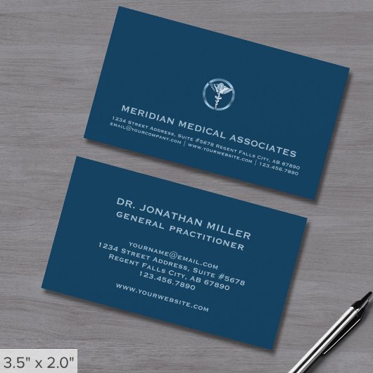 Medical Caduceus Logo Professional Blauw Visitekaartje