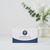 Medical Caduceus Logo Professional Navy Blue Visitekaartje (Staand voorkant)