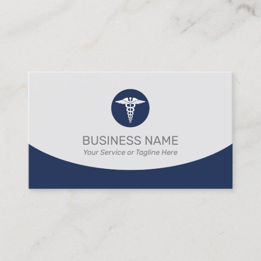 Medical Caduceus Logo Professional Navy Blue Visitekaartje (Voorkant)