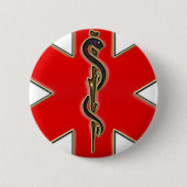 Medical Caduceus Ronde Button 5,7 Cm (Voorkant)