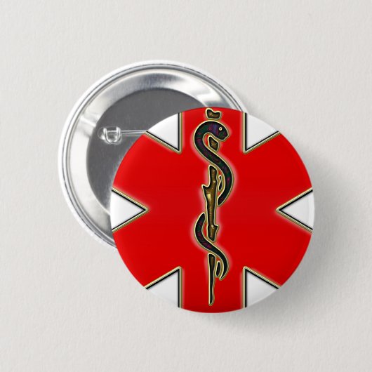 Medical Caduceus Ronde Button 5,7 Cm (Voorkant /achterkant)