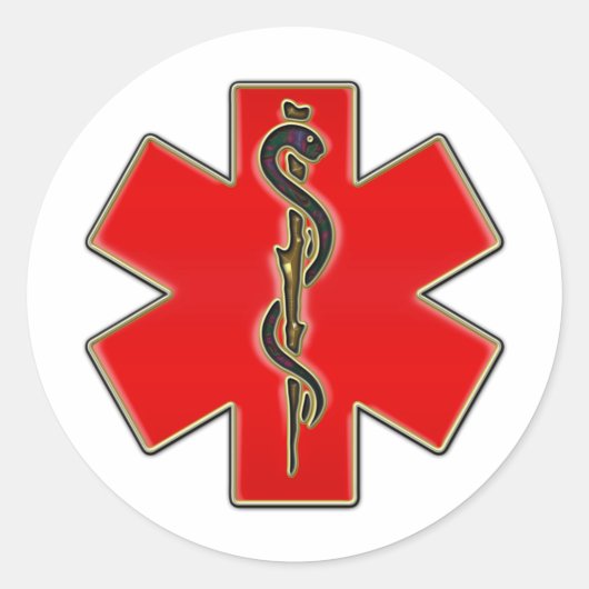 Medical Caduceus Ronde Sticker (Voorkant)