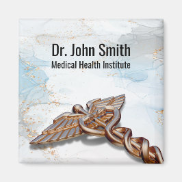 Medical Caduceus Roos Gold Luxe Copper Marble Magneet