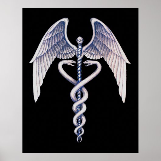 Medical Caduceus Symbool Black Business Poster (Voorkant)