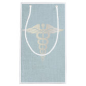 Medical Caduceus Symbool Classy Blue Linen Klein Cadeauzakje (Voorkant)