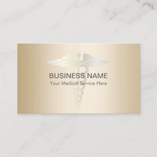 Medical Caduceus Symbool Classy Gold Professional Visitekaartje (Voorkant)