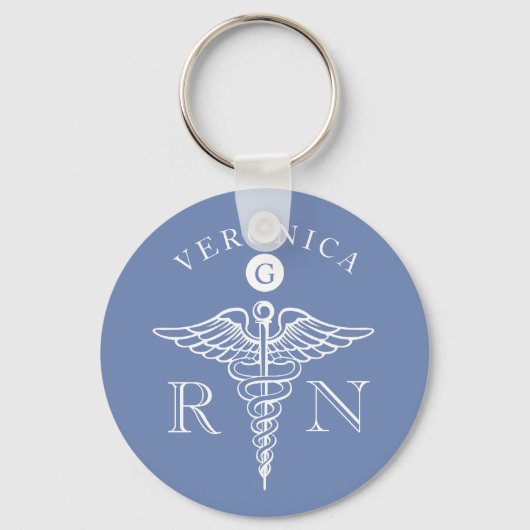 Medical Caduceus Symbool Nurse Monogram Sleutelhanger (Voorkant)