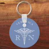 Medical Caduceus Symbool Nurse Monogram Sleutelhanger (Voorkant)