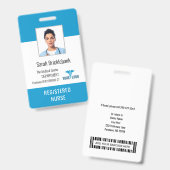Medical Center Employee Zurse Foto ID Badge (Front & Back)