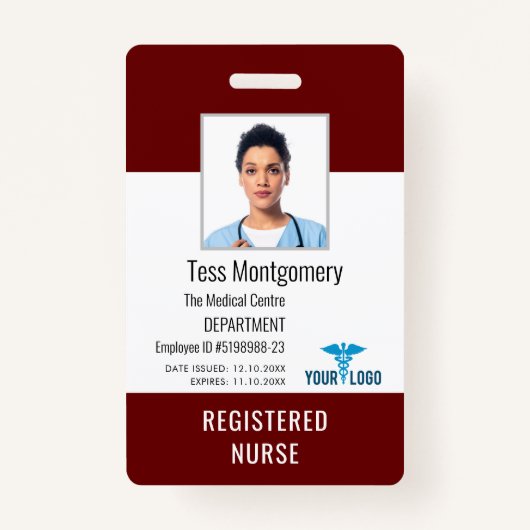 Medical Center Employee Zurse Foto ID Badge (Voorkant)